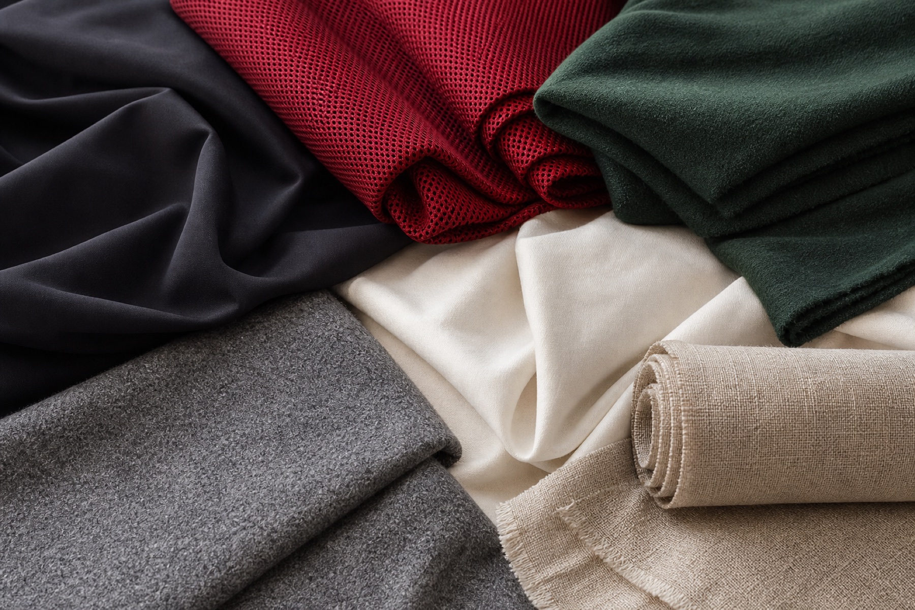 Performance knit and woven fabric selection for activewear