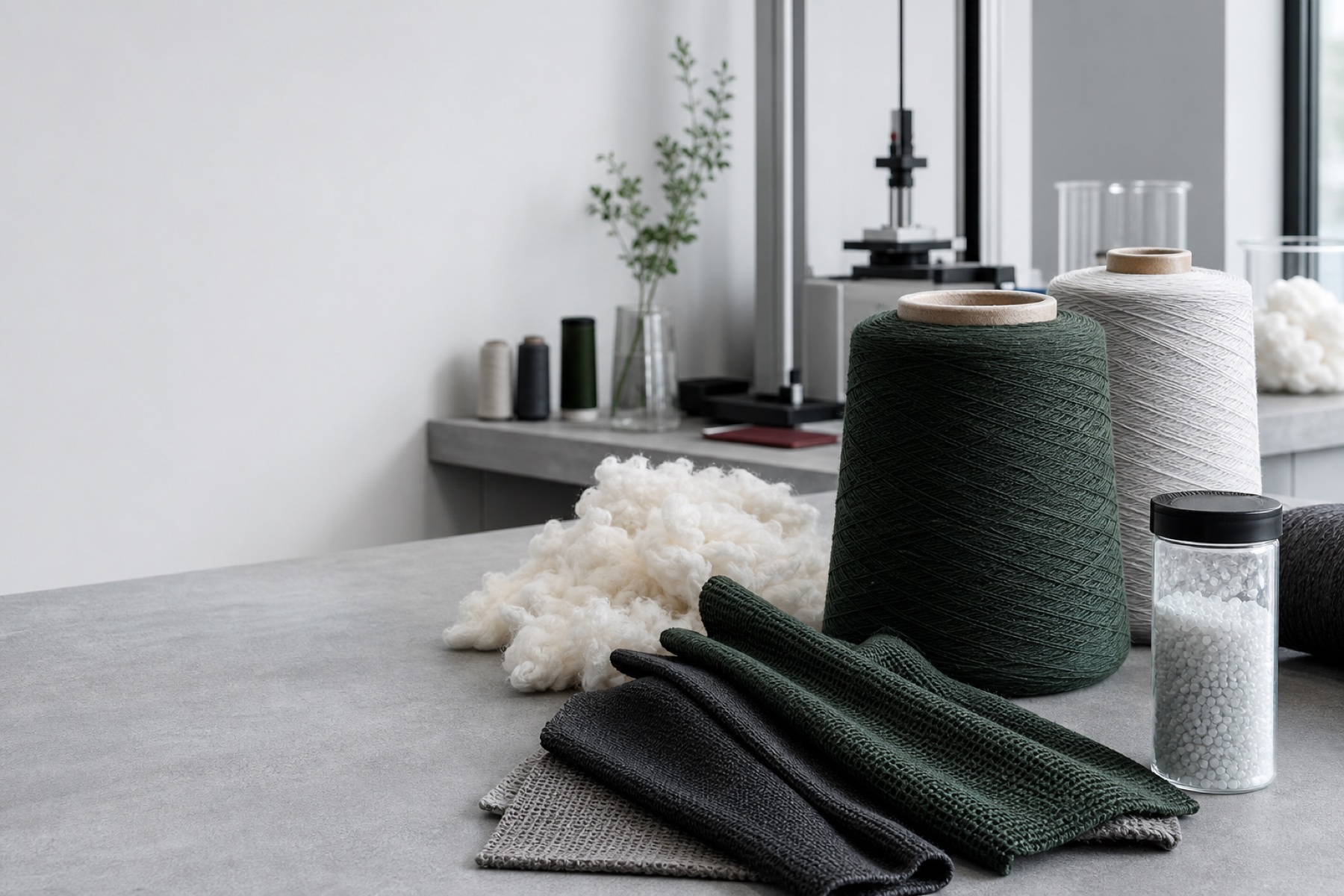 Recycled yarn, natural fibers and traceable textile material development